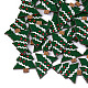 プリントバスウッドペンダント  バックランダムカラー  クリスマスツリー  グリーン  29.5x23x2mm  穴：1.5mm X-WOOD-S045-044-1
