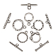 DICOSMETIC 5 Styles Round Toggle Clasps Stainless Steel Buckle Round IQ Buckle Bracelet Clasp Round T-Bar Closure Silver Swirl Clasps Findings for Bracelet Necklace Jewelry Making STAS-DC0008-15-1