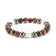 Bracelet extensible en perles rondes avec pierres précieuses naturelles et pierre de lave et howlite et hématite synthétique BJEW-JB08180-4