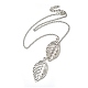 Simple Hollow Leaf Alloy Lariat Necklaces NJEW-N0052-002A-1