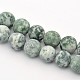 Rondes givrées tache verte naturelle perles de jaspe brins G-E302-109-10mm-1