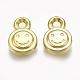 CCBプラスチックチャーム  笑顔とフラットラウンド  ゴールドカラー  13x8.5x3.5mm  穴：1.8mm  約2000個/500g CCB-S160-273-2