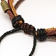 Регулируемый ретро случайный стиль кожаный шнур браслет из нескольких нитей X-BJEW-O036-27-3