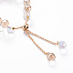 Sparkling Faceted Teardrop Glass Beads Slider Bracelets for Teen Girl Women BJEW-T016-07-4