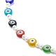 Bracelet de collier de perles de verre et mauvais œil au chalumeau SJEW-JS01247-5
