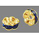 真鍮製ラインストーンスペーサービーズ  グレードミックス  ロンデル  ゴールドとニッケルフリー  各種色  直径約7mm  厚さ3.2mm  穴：1mm X-RSB029NFG-2