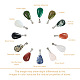 Fashewelry 24pcs 12 Stile Teardrop natürlichen und synthetischen Edelstein-Anhänger G-FW0001-35-5