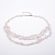 Natürliche Rosenquarz und Glas Saatperlen gestuften Halsketten NJEW-K100-05J-1