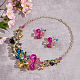 Anattasoul collar con colgante de flor de la vida con rhinestone coloridos y aretes colgantes SJEW-AN0001-12-7