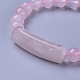 Natural Rose Quartz Stretch Bracelets BJEW-F395-D01-3