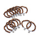 12 набор плоских круглых браслетов из сплава в тибетском стиле со знаком созвездия / зодиака BJEW-JB05168-1