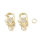 Brass Micro Pave Clear Cubic Zirconia Lobster Claw Clasps ZIRC-Q024-16G-3