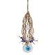 Flat Round with Evil Eye Glass Pendant Decorations EVIL-PW0002-18A-01-2