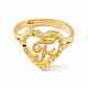 Real 18K Gold Plated Brass Alphabet Adjustable Rings RJEW-M139-18F-2