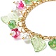 5Pcs 5 Color Glass Pearl & Trumpet Flower & Acrylic Leaf Charm Bracelets Set BJEW-JB08909-5