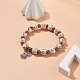 Bracelet extensible en perles de bois et d'hématite synthétique avec breloques en alliage d'ange BJEW-JB08489-2