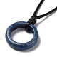Ожерелье-подвеска в виде кольца из натурального лазурита с вощеными шнурами NJEW-R262-01B-04-3