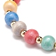 2Pcs 2 Size Natural Wood Round Beaded Stretch Bracelets Set for Kid and Parent BJEW-JB08569-7