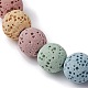 Bracelets de perles tressées rondes en pierre de lave naturelle teinte BJEW-JB09906-2