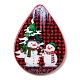 クリスマステーマのアクリルパーツ  ティアドロップ  雪だるま  47.5x35x2.5mm  穴：1.8mm MACR-C024-01C-1