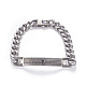 304 Stainless Steel Curb Chain ID Bracelets BJEW-I279-02P-1