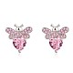 Brass Micro Pave Pink Cubic Zirconia Stud Earrings EJEW-BB64124-1