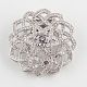 Flower Brass Micro Pave Clear Cubic Zirconia Brooches ZIRC-P003-14-1