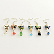 Mode cloisonné papillon pendentif boucles d'oreilles avec des perles de verre et boucle d'oreille de fer crochets EJEW-R089-22-1
