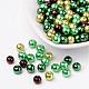 Choc-Mint Mix Pearlized Glass Pearl Beads, Mixed Color, 6mm, Hole: 1mm, about 200pcs/bag
