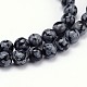 Copo de nieve natural de obsidiana hebras de perlas redondas G-J303-09-12mm-3