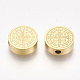 304ステンレス鋼ビーズ  聖者ベネディクトメダルのフラットラウンド  ゴールドカラー  8.5~9x3mm  穴：1.6mm X-STAS-S107-37G-2