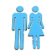 電気メッキ ABS プラスチックの女性と男性のバスルーム サイン ステッカー  公衆トイレの看板  壁のドアの付属品の印のため  銀  120x38x38mm  2個/セット AJEW-WH0252-24-2