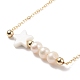 Perla naturale e stella di conchiglia con collane pendenti con perline malocchio NJEW-JN03898-02-5