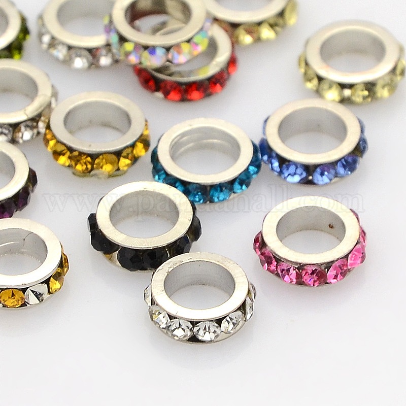 Wholesale Platinum Plated Brass Grade A Rhinestone Spacer Beads ...