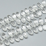 Chapelets de perles en verre, perles percées, facette, larme, clair, 12~13x6mm, Trou: 1mm, environ 96~100 pièces/17.9 pouces