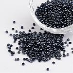 Perles de bricolage artisanales perles de rocaille de verre rondes lustrées de 12/0 couleurs opaques, noir, taille: environ 2mm de diamètre, Trou: 1 mm, environ 3304 pcs/50 g