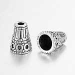 Tibetischen Stil Kegel-Legierung Perlenkappen, Antik Silber Farbe, 15x12 mm, Bohrung: 3~8 mm