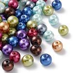 Mixed Color Round Glass Pearl Beads, Dyed, 10mm, hole: 1~1.5mm