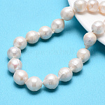 Pépites perle baroque naturelle perles de keshi perles brins, perle de culture d'eau douce, blanc antique, 10~25x8~18mm, Trou: 0.8mm, Environ 21 pcs/chapelet, 16.1 pouce