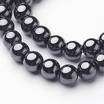 1 brin de grade AAa non-magnétiques hématite synthétique perles rondes brins, noir, 8mm, Trou: 1.8~2mm