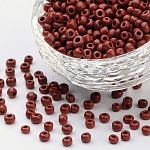6/0 couleurs opaques perles de graines de verre rond, brun coco, taille: environ 4mm de diamètre, Trou: 1.5 mm, environ 495 pcs/50 g