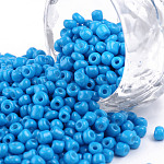 Perles de rocaille en verre, Dodger bleu, 8/0, 3mm, Trou: 1mm, environ 10000 pcs / sachet 