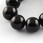 Painted Glass Bead Strands, Baking Paint, Round, Black, 6mm, Hole: 1.3~1.6mm, about 133pcs/strand, 31.4 inch