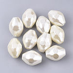 ABS Plastic Imitation Pearl Beads, Faceted, Bicone, Floral White, 30.5x22mm, Hole: 3mm