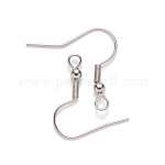 304 Stainless Steel Earring Hooks, Ear Wire, with Horizontal Loop, Stainless Steel Color, 20~22x22mm, Hole: 2mm, Pin: 0.7mm