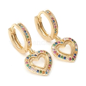 Серьги-кольца из латуни с микро-паве из фианита EJEW-G276-11G