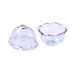 Cône de perles de verre pour la fabrication de carillons éoliens, multi-pétale, fleur, lavande, 21~24.5x13mm, Trou: 2mm