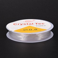 Hilo elástico elástico de cristal redondo, para pulseras, joyería de piedras preciosas, fabricación de abalorios, artesanía, Claro, 0.8mm, alrededor de 6.5 yarda (6 m) / rollo