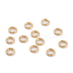 Anillos de salto abiertos de acero inoxidable 304, redondo, para manualidades de joyería diy, real 18k chapado en oro, 20 diámetro, 6x0.8mm, diámetro interior: 4.4 mm