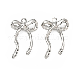 Colgantes de la aleación, charms del bowknot, chapado en rack, sin plomo y cadmio, Platino, 28x18x5mm, agujero: 1.6 mm